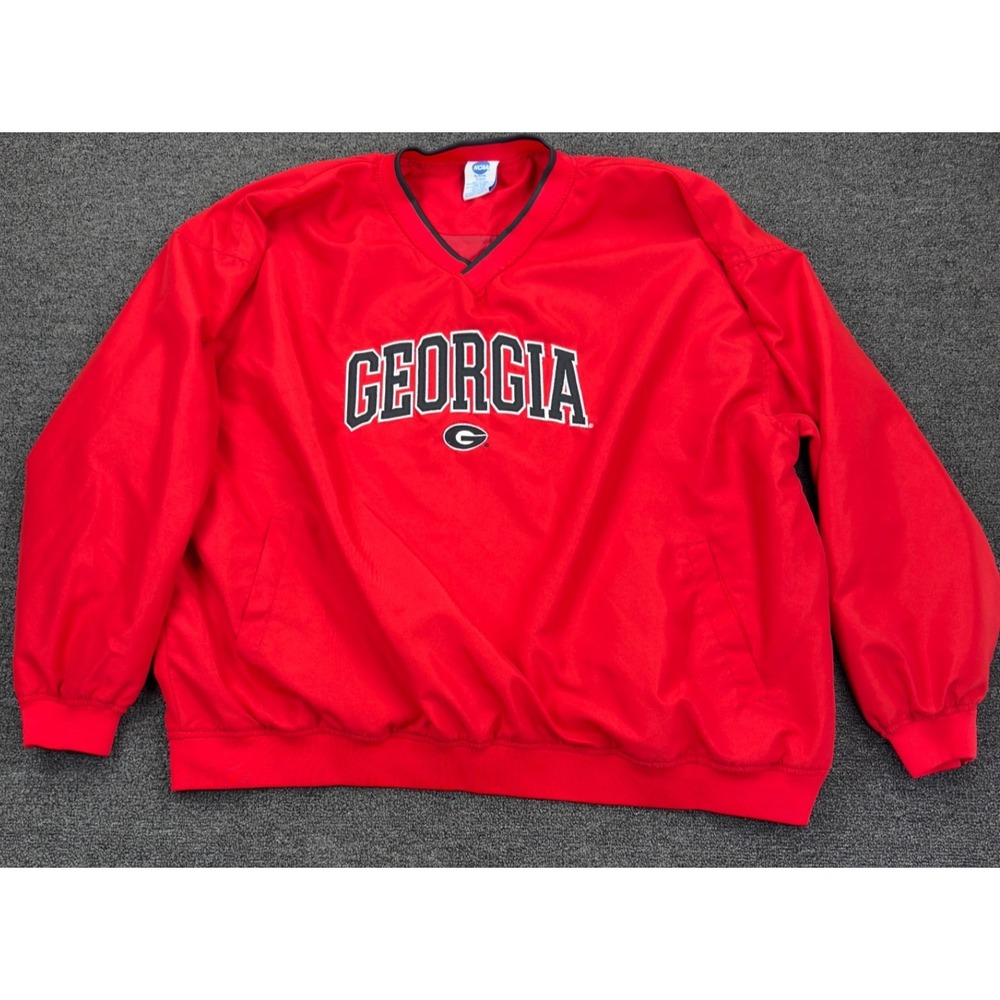 Y2K Georgia‎ Bulldogs Pullover Jacket Red NCAA Windbreaker 3XL